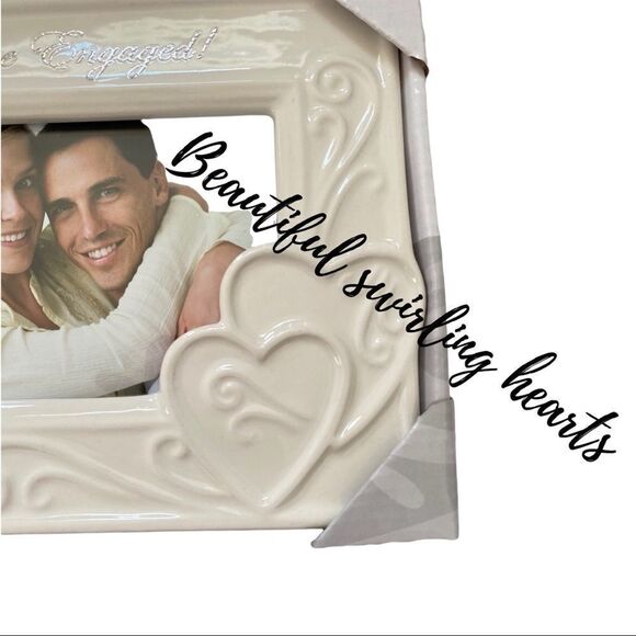 Malden International Designs Ceramic Engagement 4x6 Photo Frame Cream & Silver - Picture 4 of 4